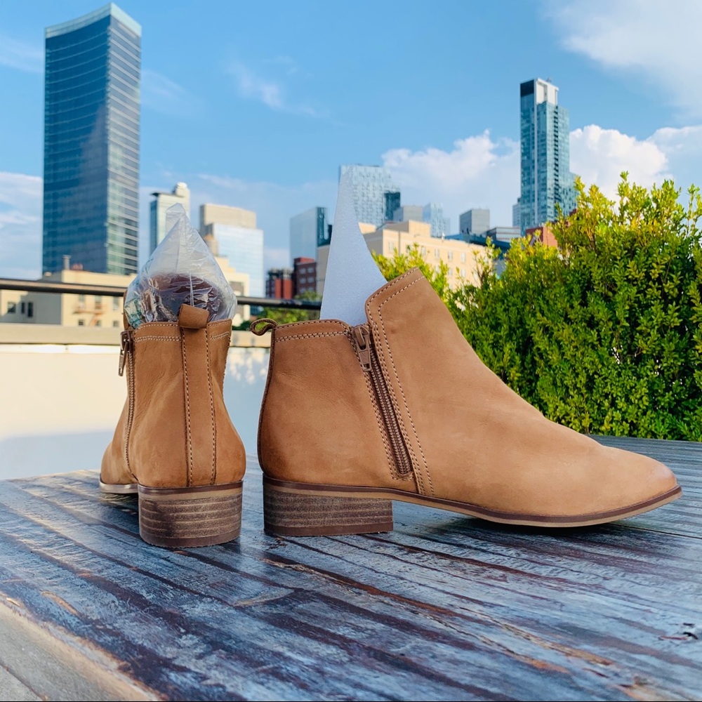 ALDO NEW Camel Ombre Tan Leather Zip BlockHeel Chelsea Boots - Picture 8 of 16